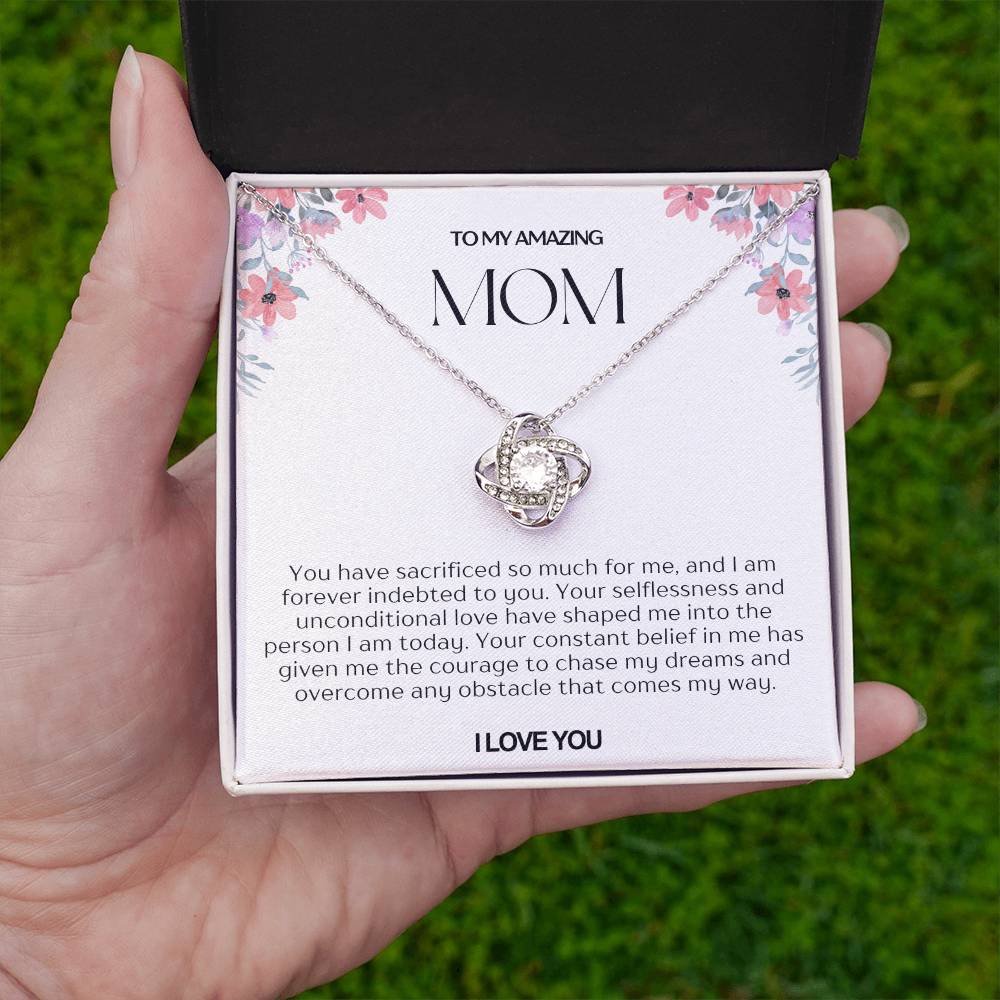 To My Amazing Mom Love Knot Necklace