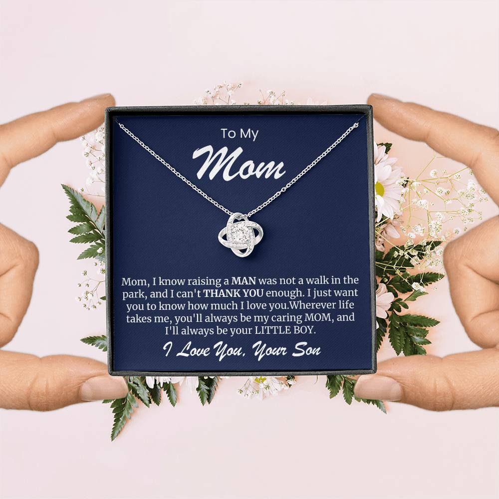 To My Mom Love Knot Necklace- Raising A Man