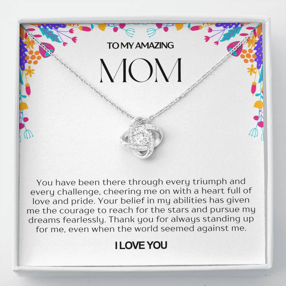 To My Amazing Mom Love Knot Necklace