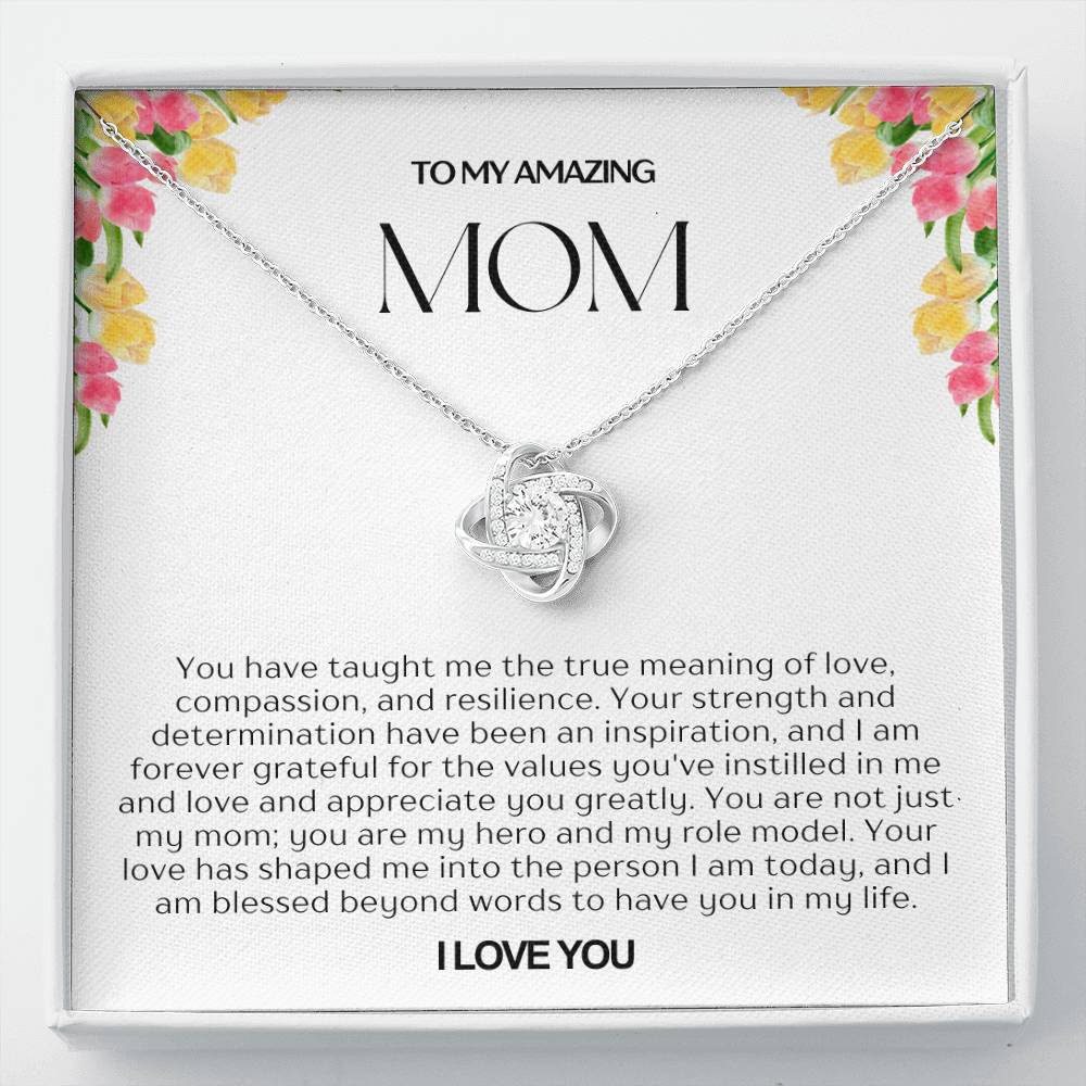 To My Amazing Mom Love Knot Necklace