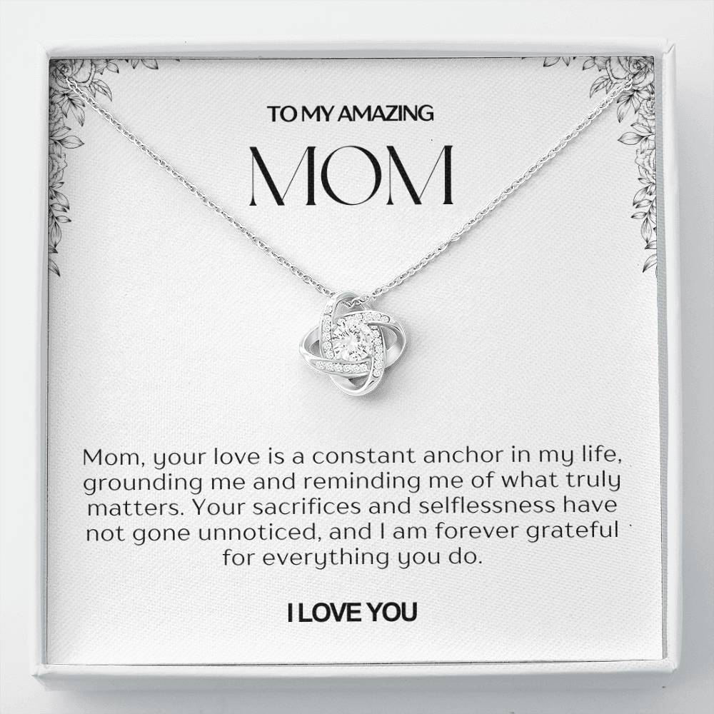 To My Amazing Mom Love Knot Necklace