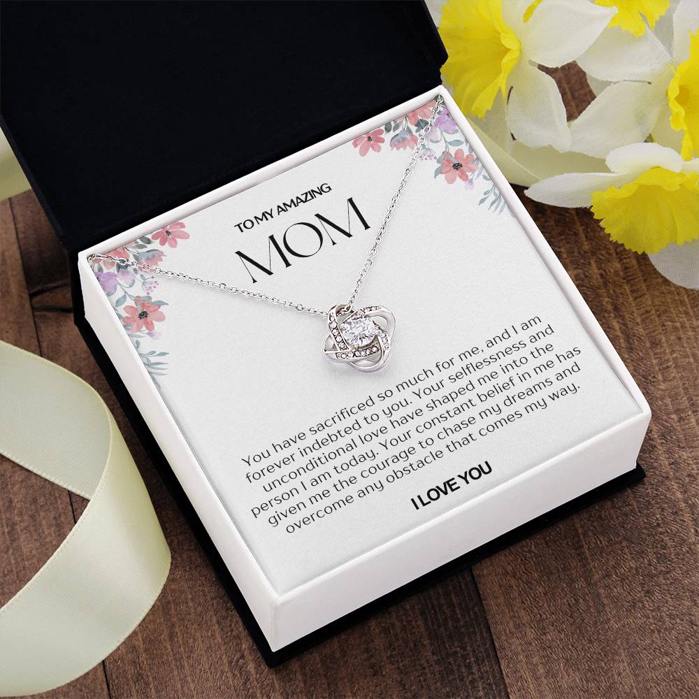 To My Amazing Mom Love Knot Necklace