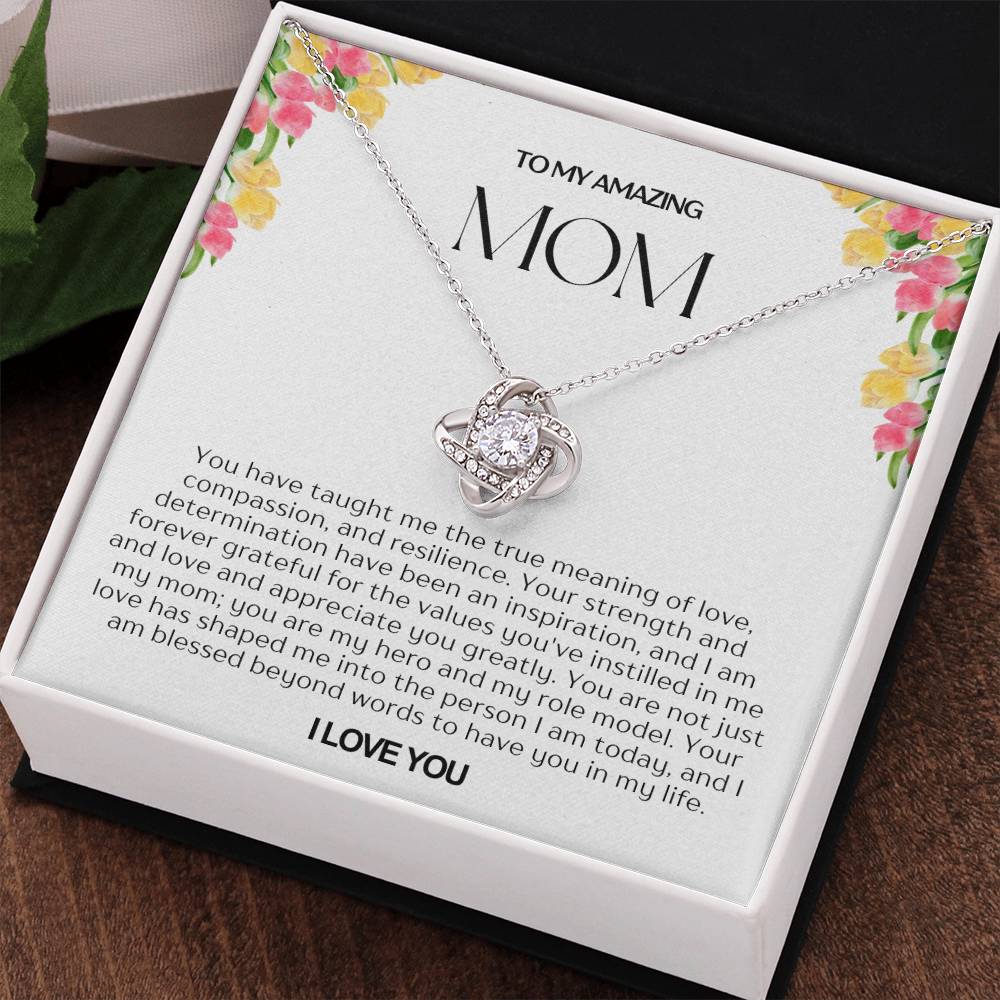 To My Amazing Mom Love Knot Necklace