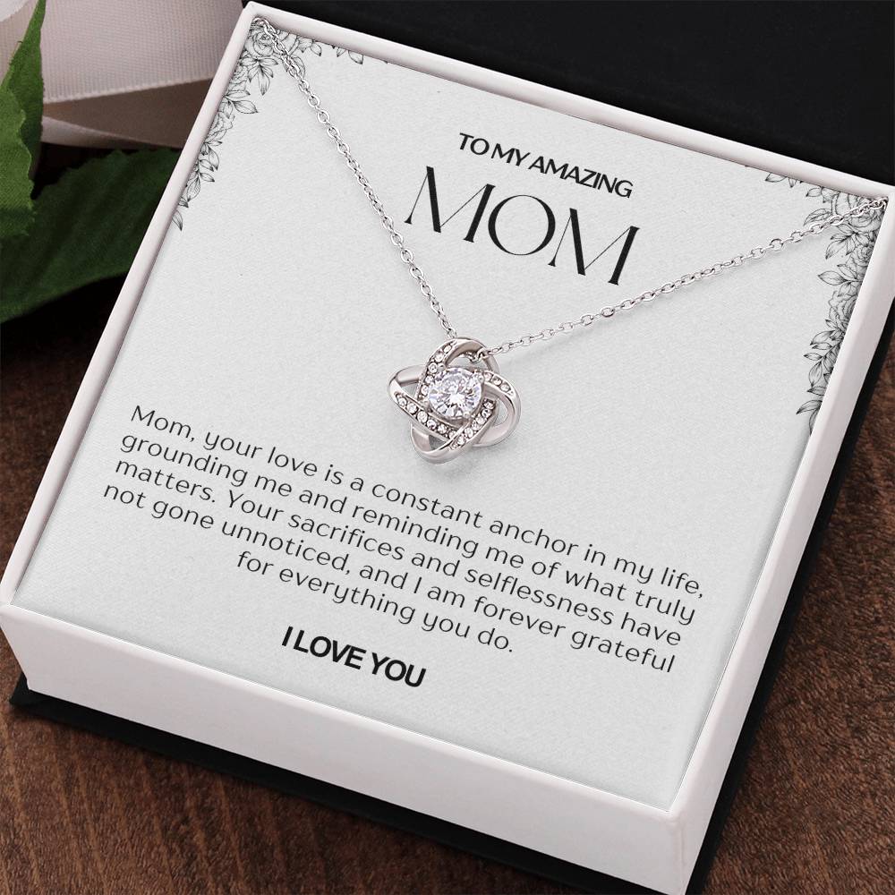 To My Amazing Mom Love Knot Necklace