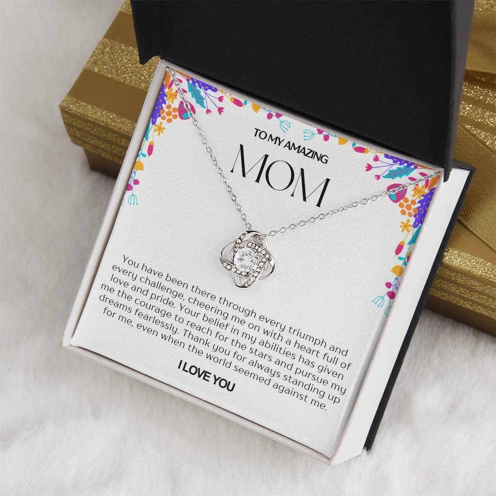 To My Amazing Mom Love Knot Necklace