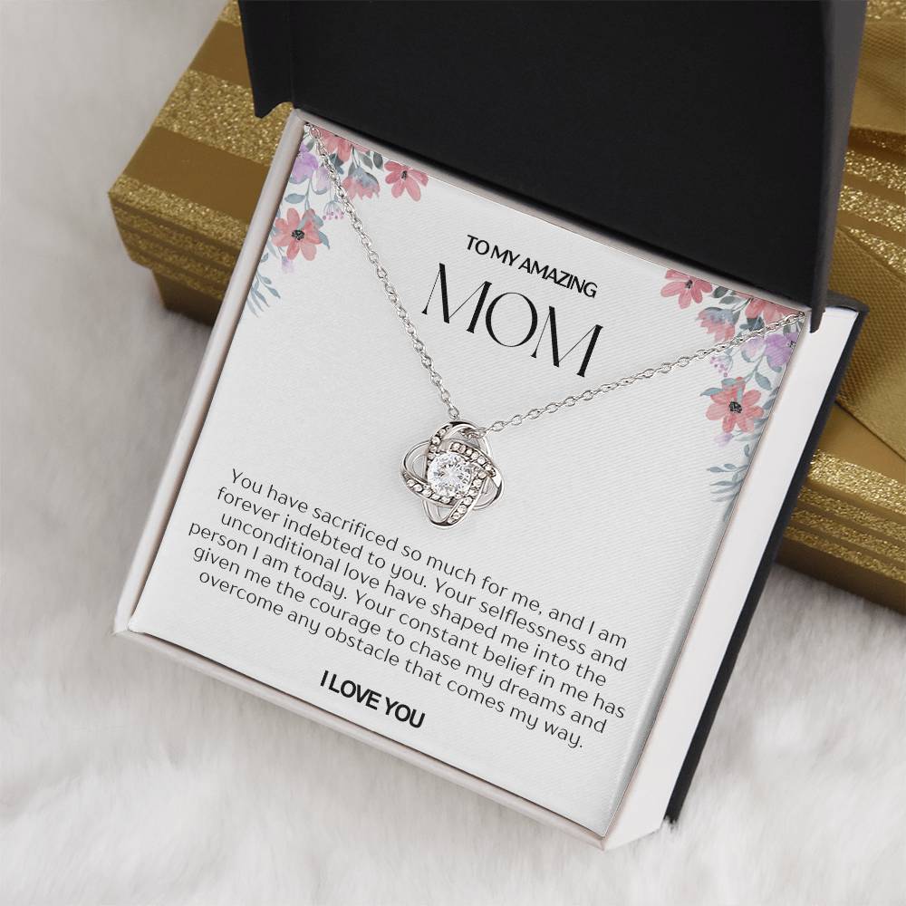 To My Amazing Mom Love Knot Necklace