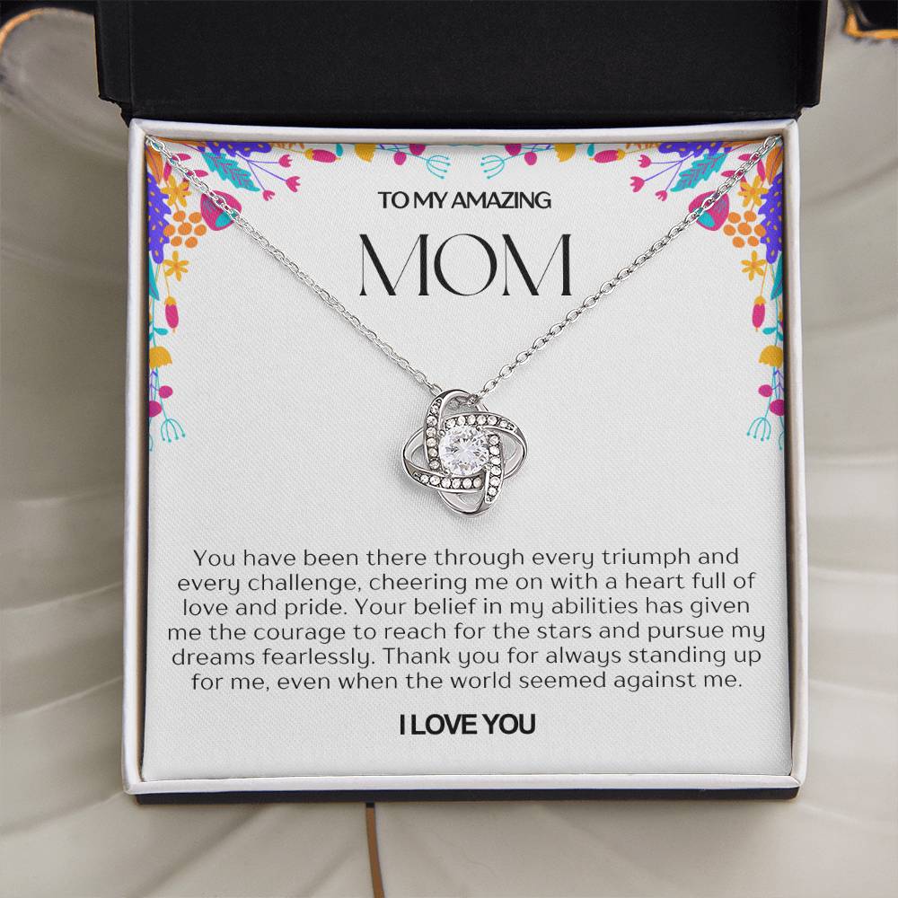 To My Amazing Mom Love Knot Necklace