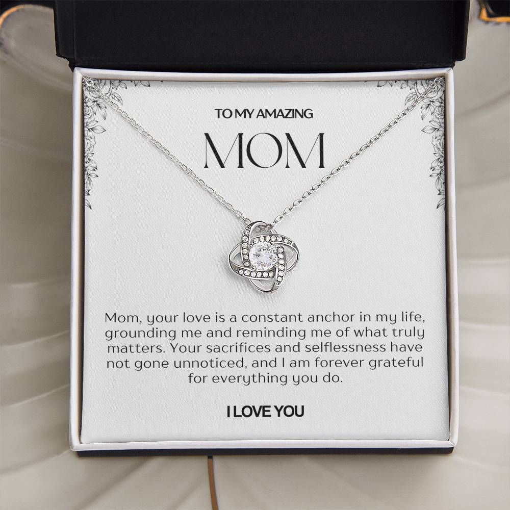 To My Amazing Mom Love Knot Necklace