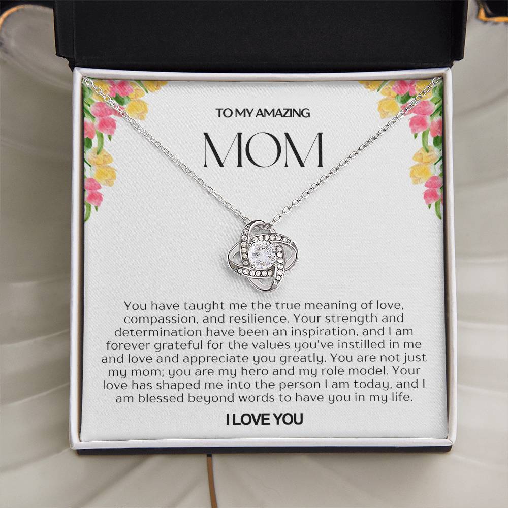 To My Amazing Mom Love Knot Necklace