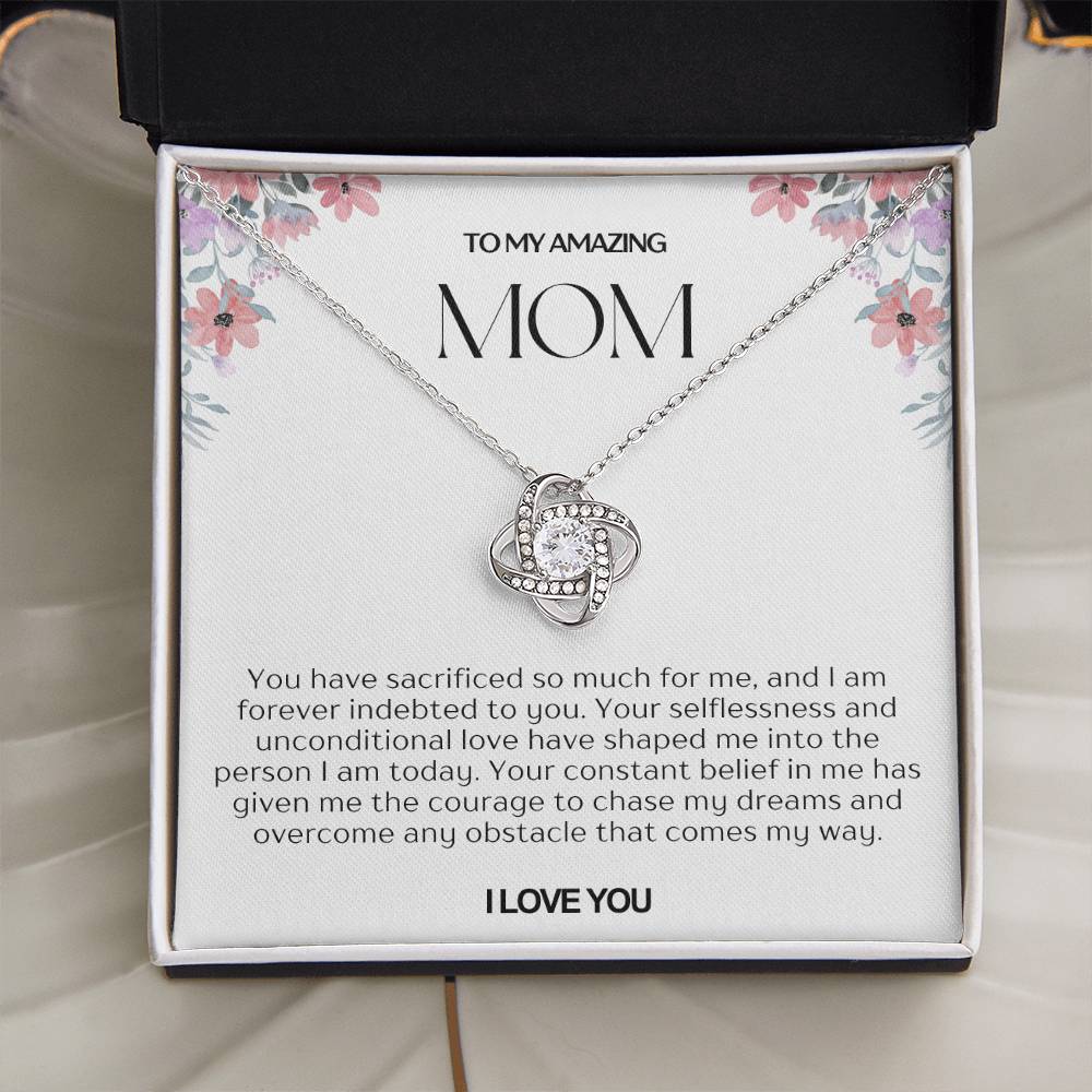 To My Amazing Mom Love Knot Necklace