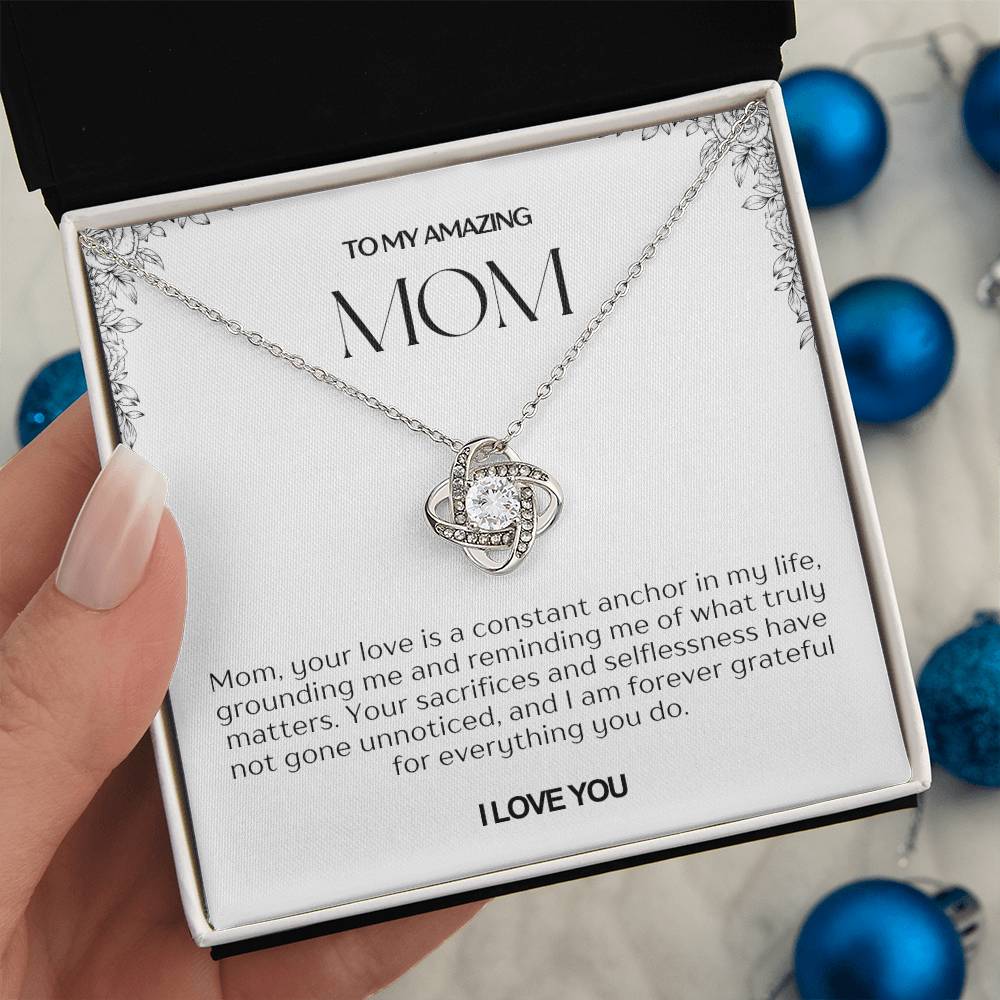 To My Amazing Mom Love Knot Necklace