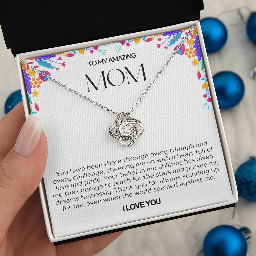 To My Amazing Mom Love Knot Necklace