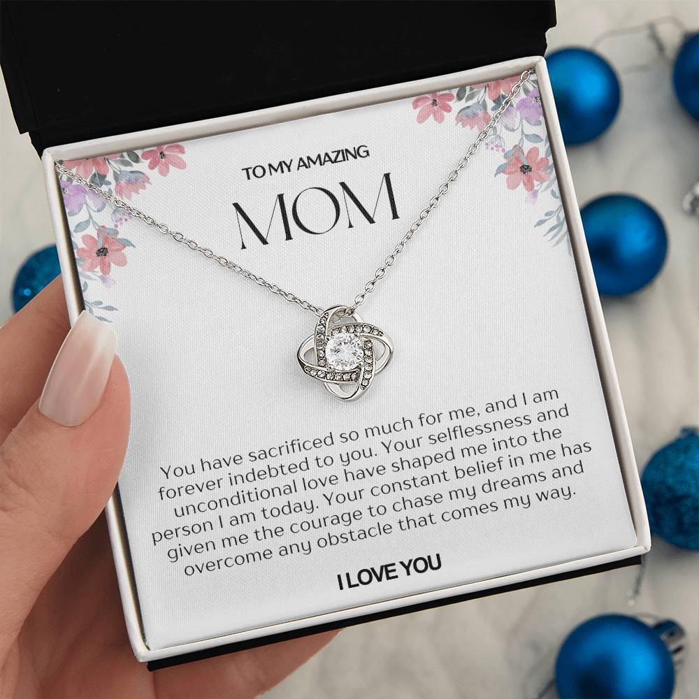 To My Amazing Mom Love Knot Necklace