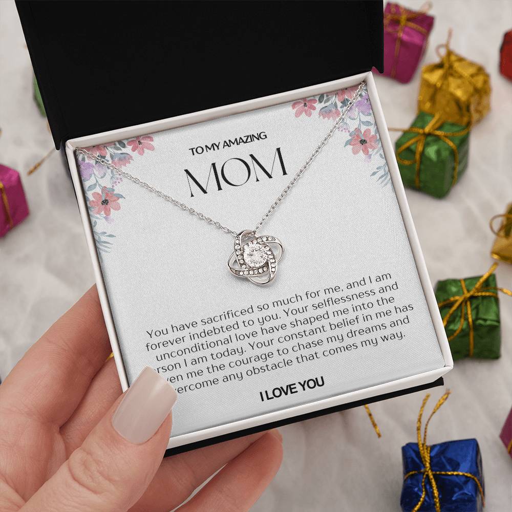 To My Amazing Mom Love Knot Necklace