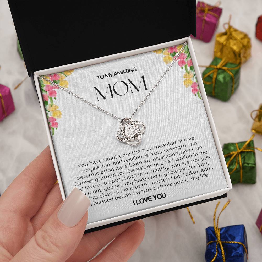 To My Amazing Mom Love Knot Necklace