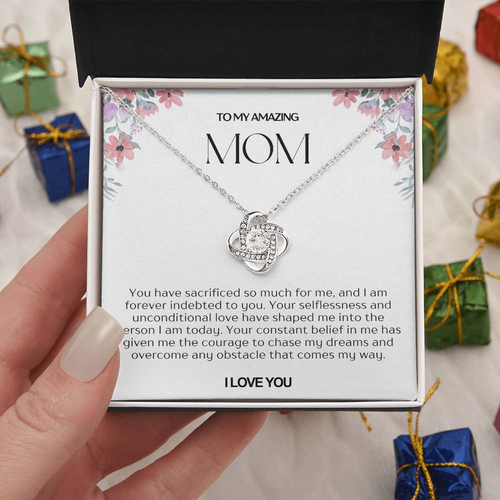 To My Amazing Mom Love Knot Necklace