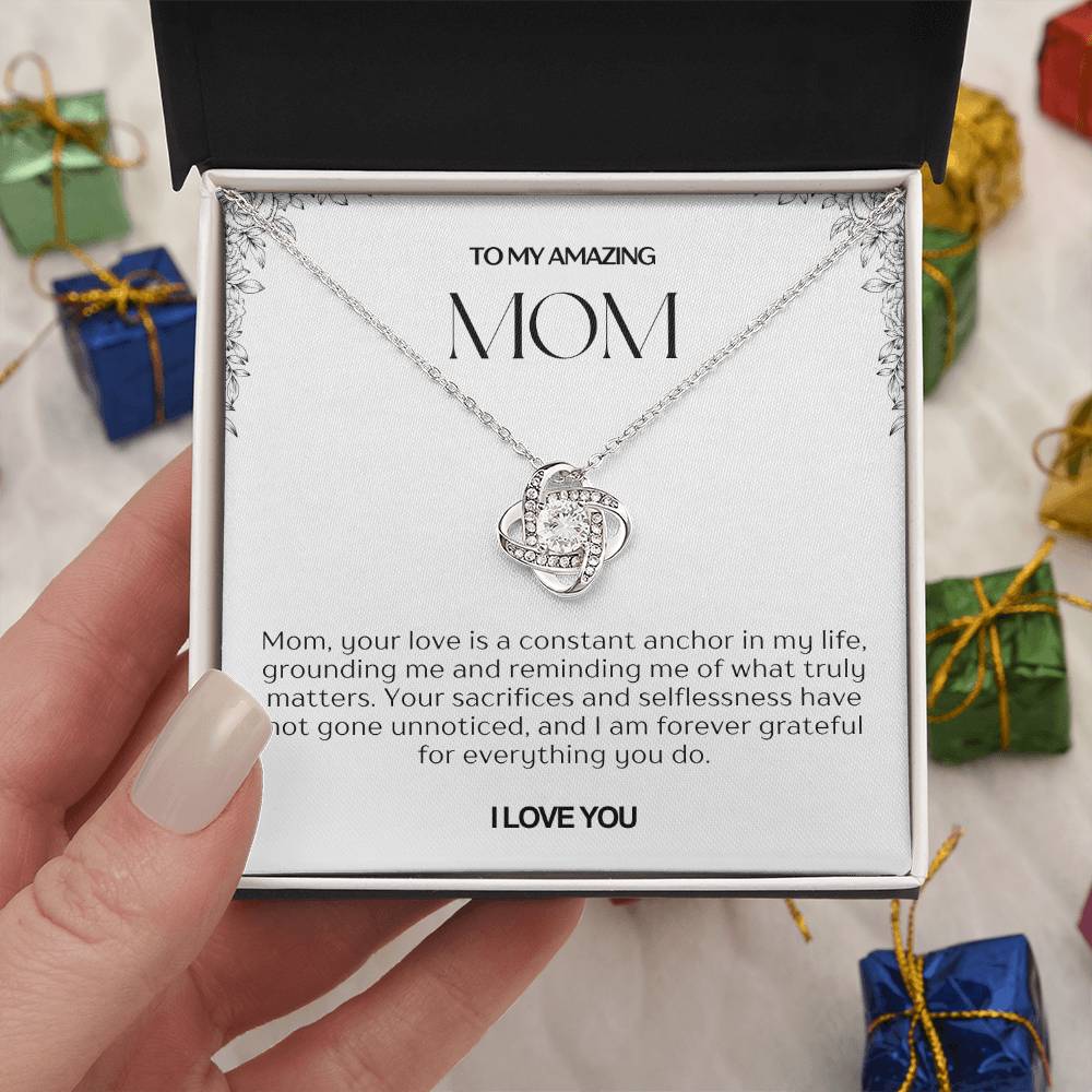 To My Amazing Mom Love Knot Necklace