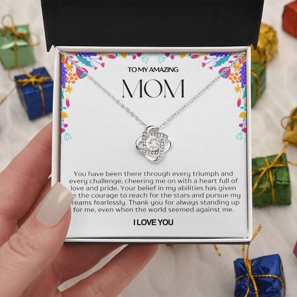 To My Amazing Mom Love Knot Necklace