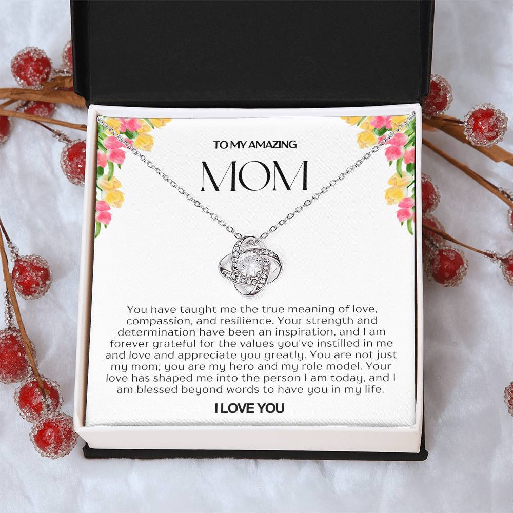 To My Amazing Mom Love Knot Necklace