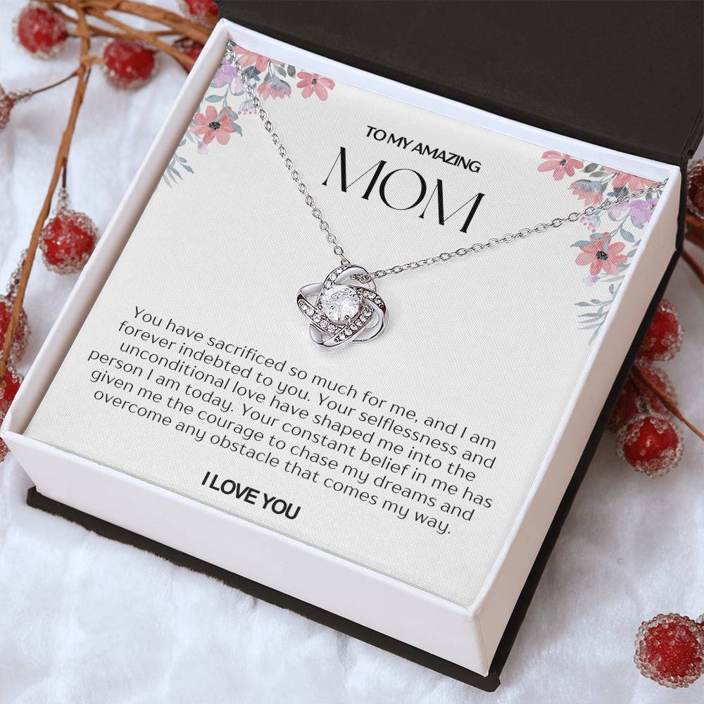 To My Amazing Mom Love Knot Necklace