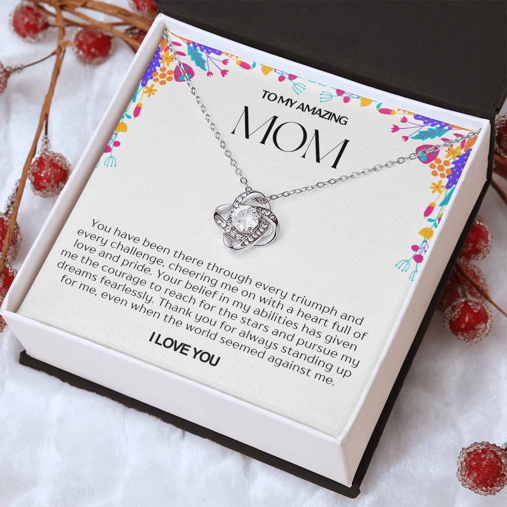 To My Amazing Mom Love Knot Necklace