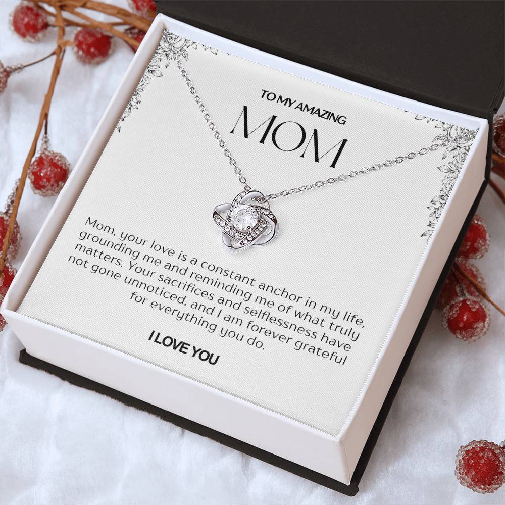 To My Amazing Mom Love Knot Necklace