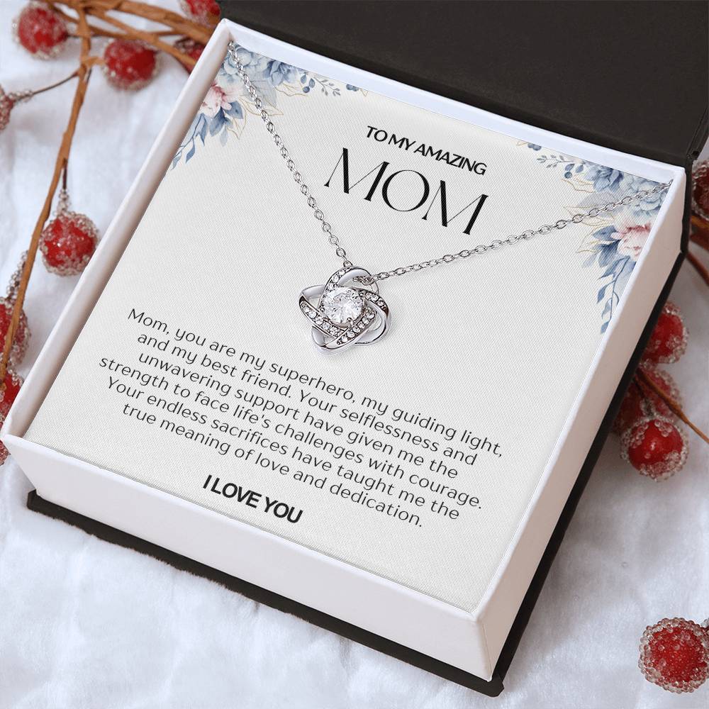 To My Amazing Mom Love Knot Necklace