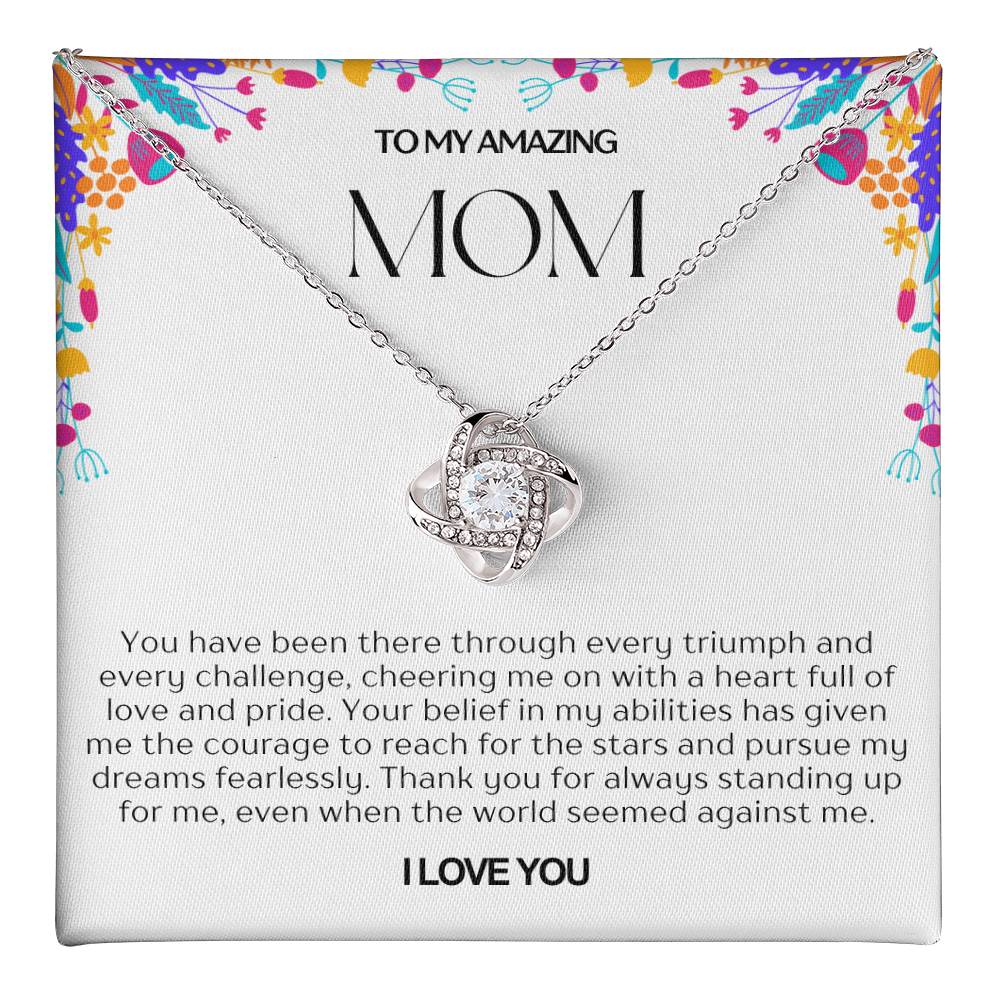 To My Amazing Mom Love Knot Necklace