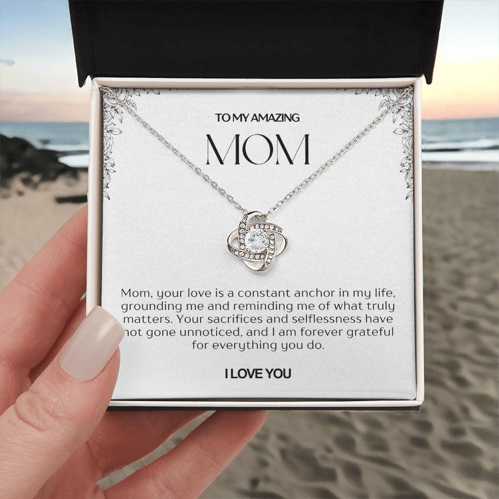 To My Amazing Mom Love Knot Necklace