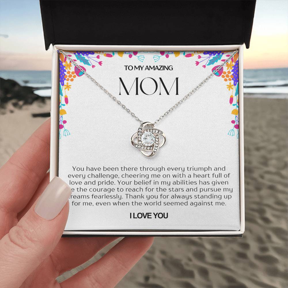 To My Amazing Mom Love Knot Necklace