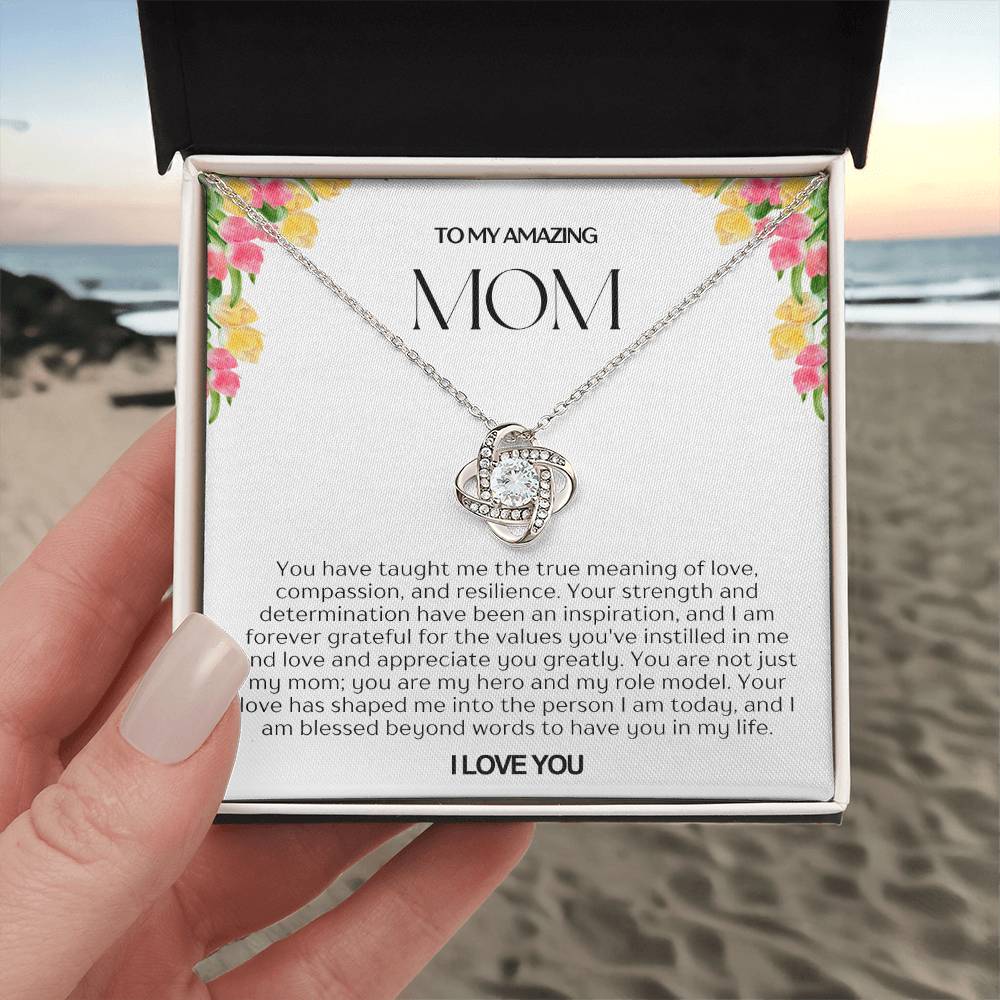 To My Amazing Mom Love Knot Necklace