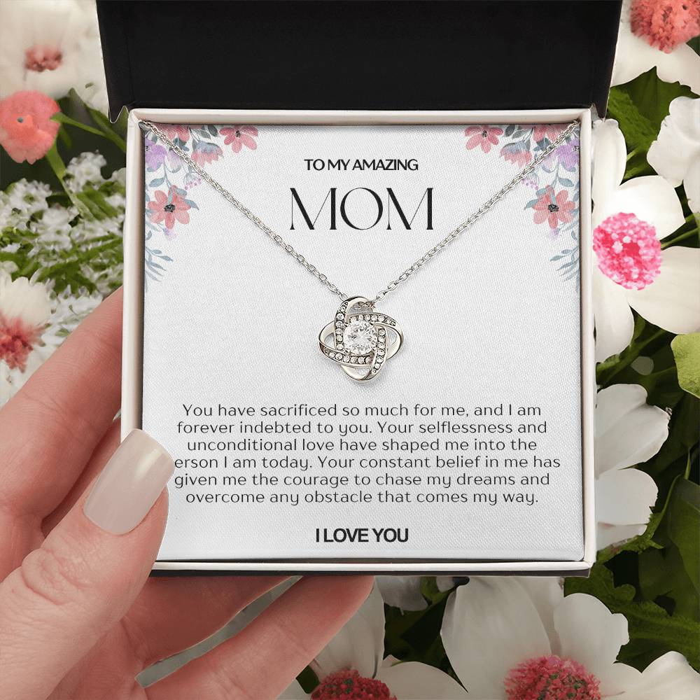 To My Amazing Mom Love Knot Necklace