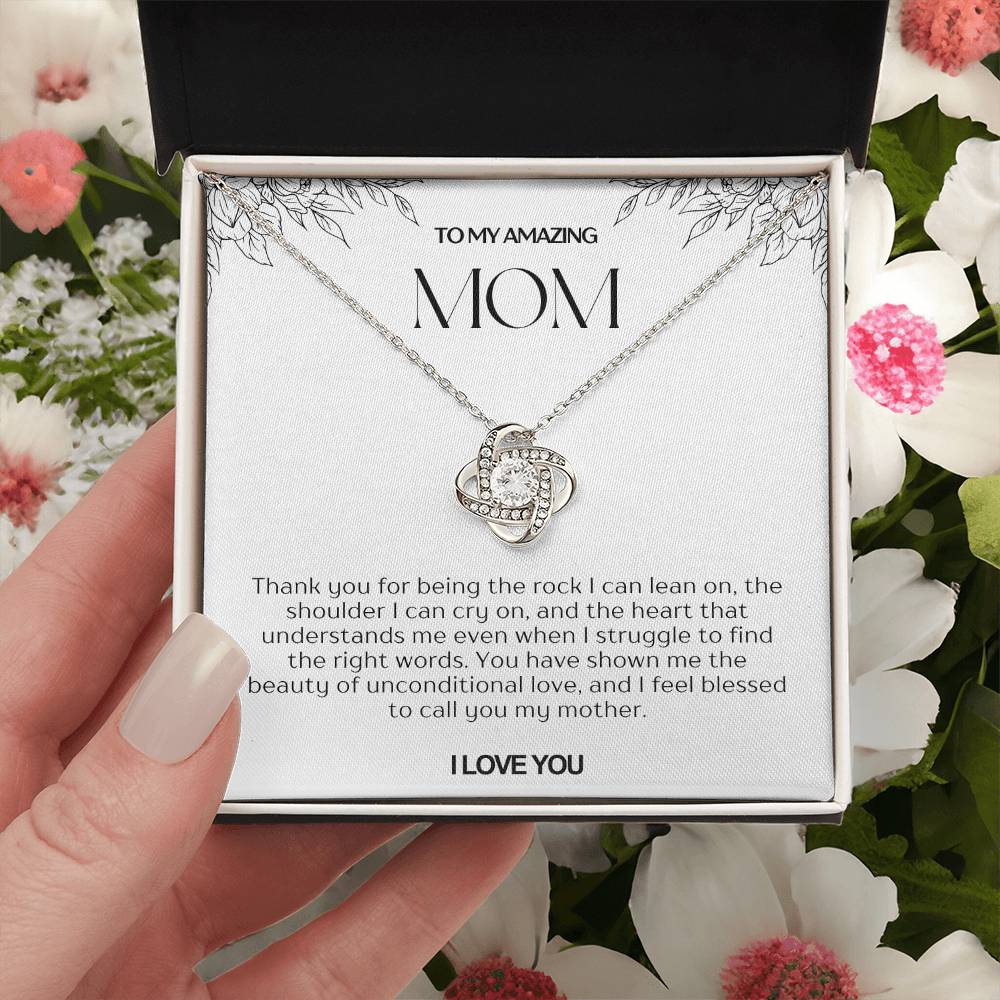 To My Amazing Mom Love Knot Necklace