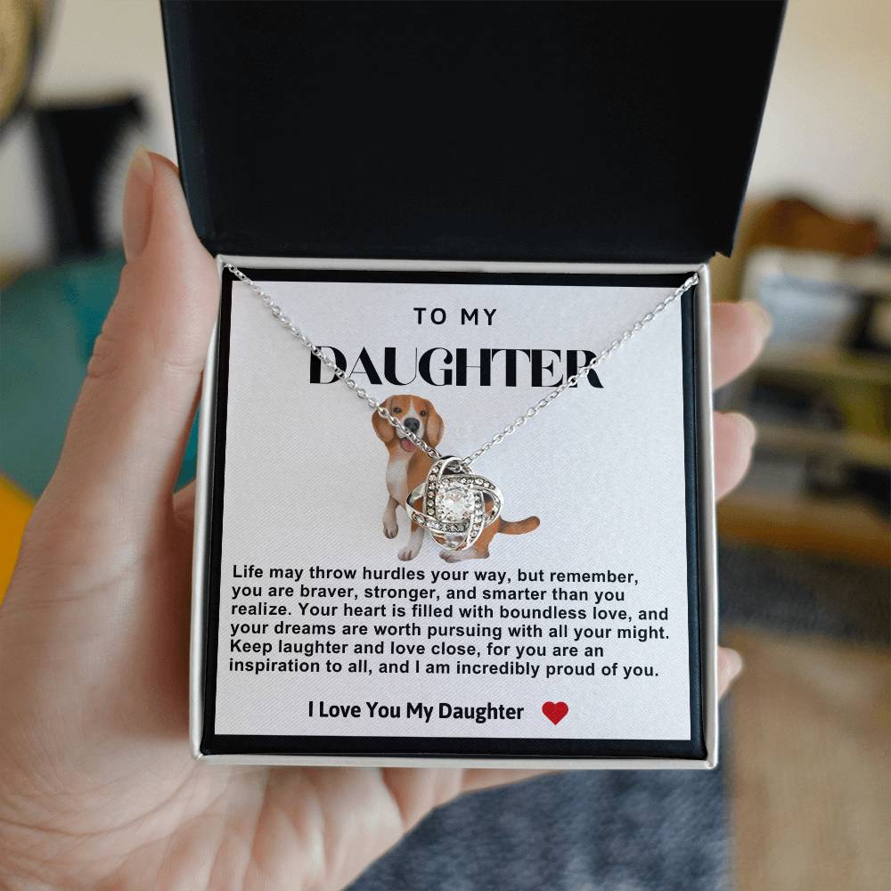 Daughter Dog Love Knot Necklace