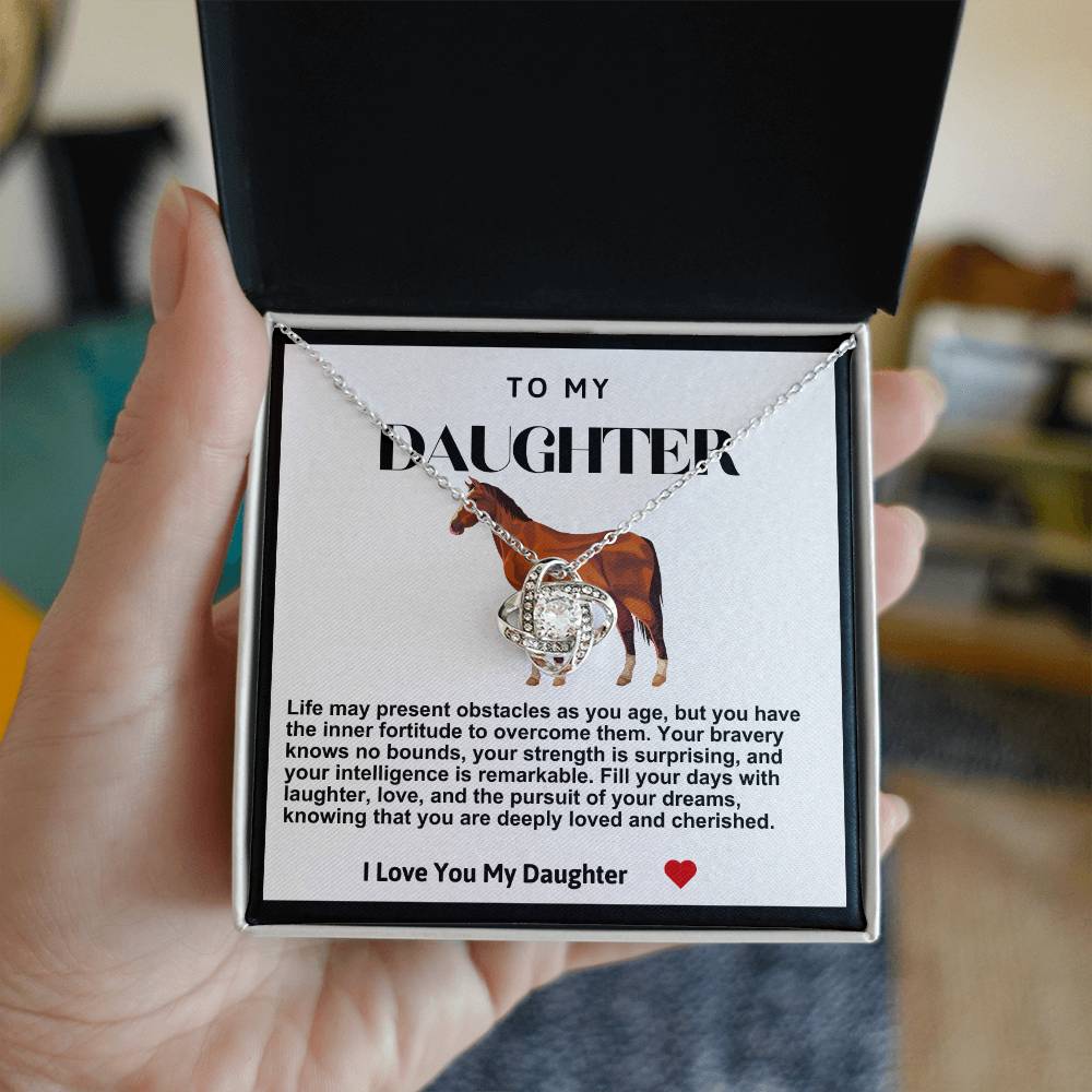 Daughter Horse Love Knot Necklace