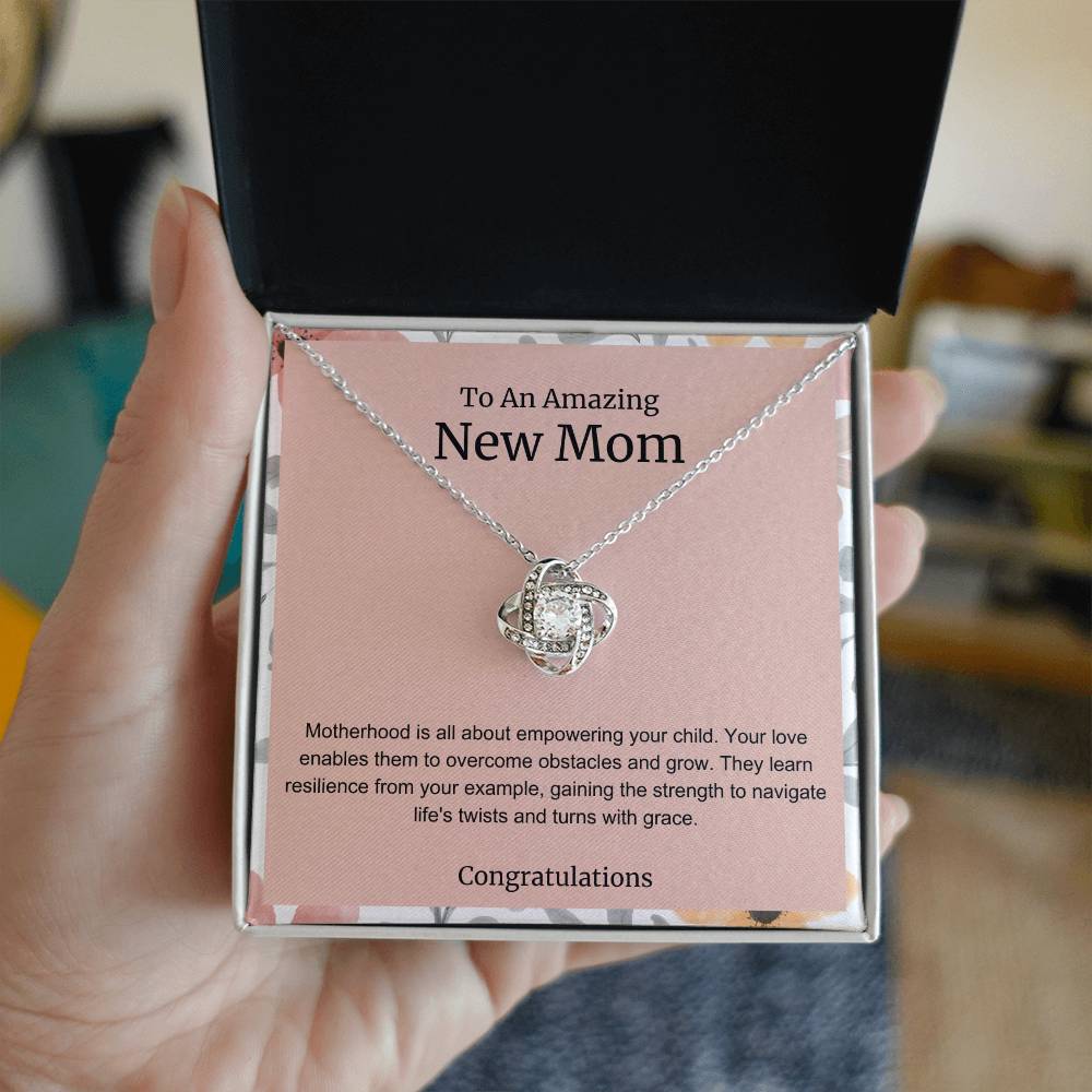 To An Amazing New Mom Love Knot Necklace