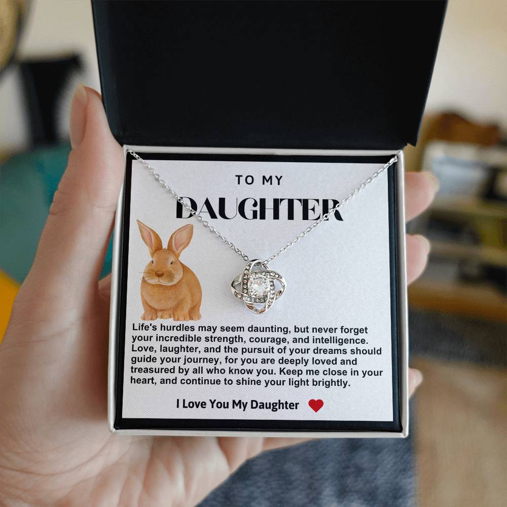 Daughter Rabbit Love Knot Necklace