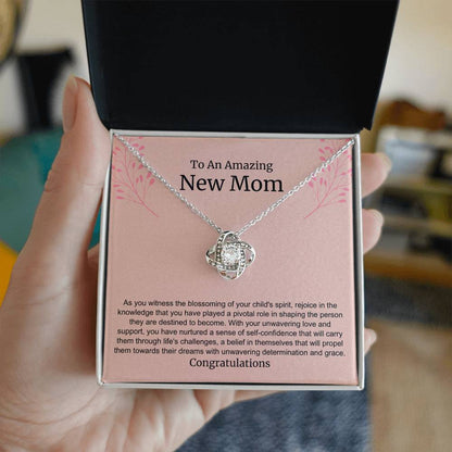 To An Amazing New Mom Love Knot Necklace