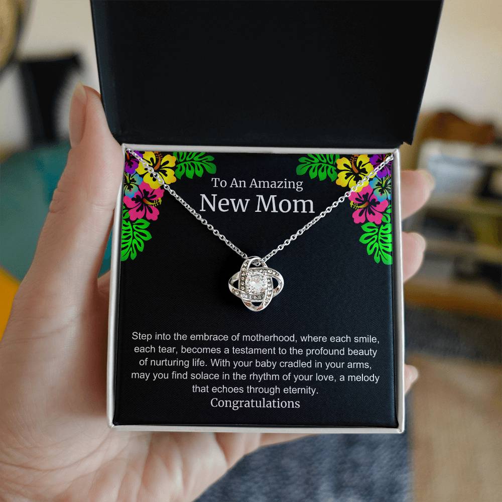 To An Amazing New Mom Love Knot Necklace