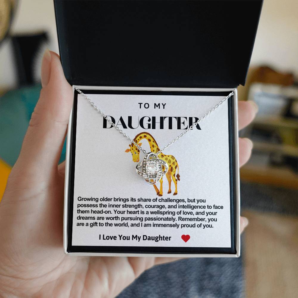 Daughter Giraffe Love Knot Necklace