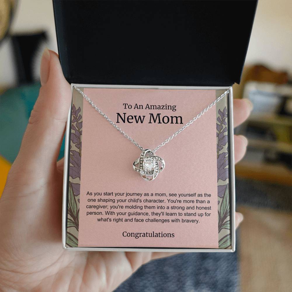 To An Amazing New Mom Love Knot Necklace