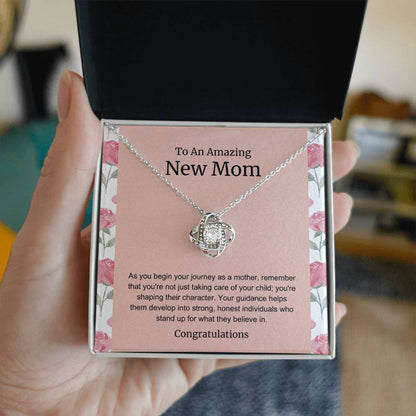 To An Amazing New Mom Love Knot Necklace