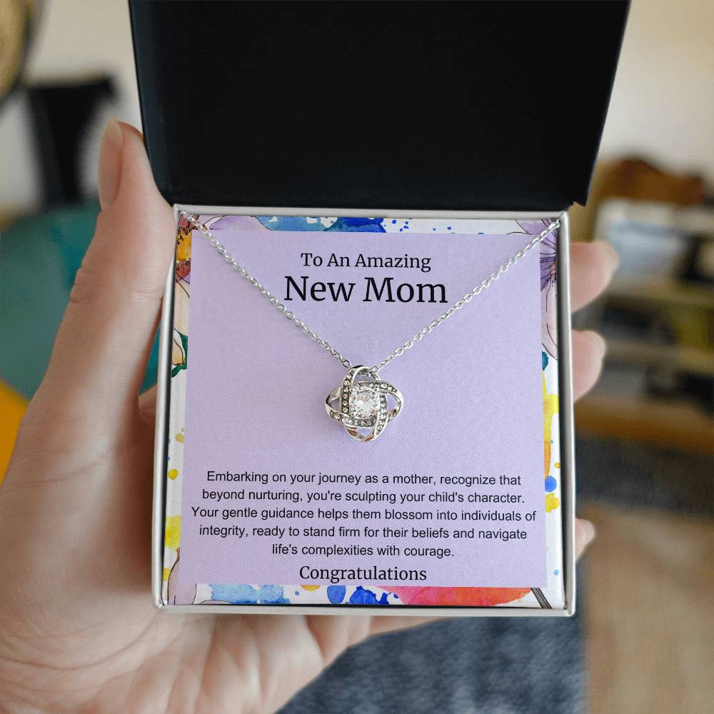 To An Amazing New Mom Love Knot Necklace