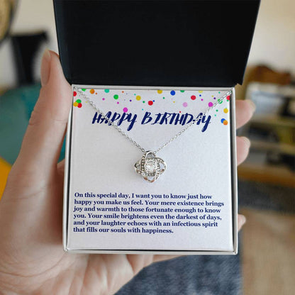 Happy Birthday Love Knot Necklace