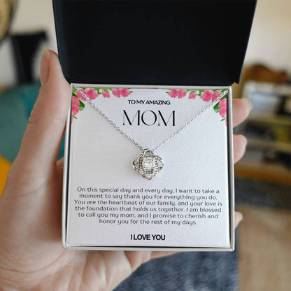 To My Amazing Mom Love Knot Necklace