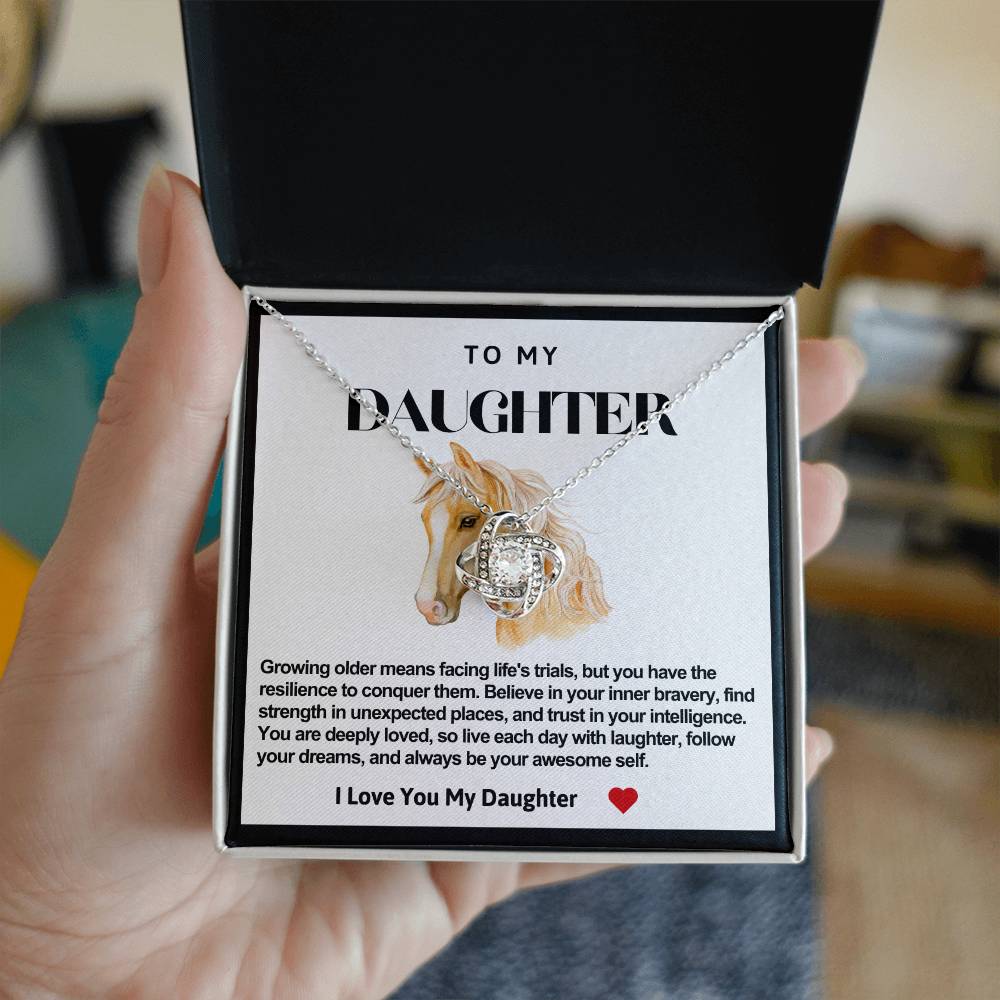 Daughter Horse Love Knot Necklace