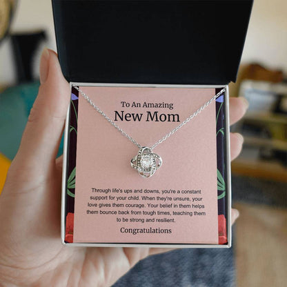 To An Amazing New Mom Love Knot Necklace