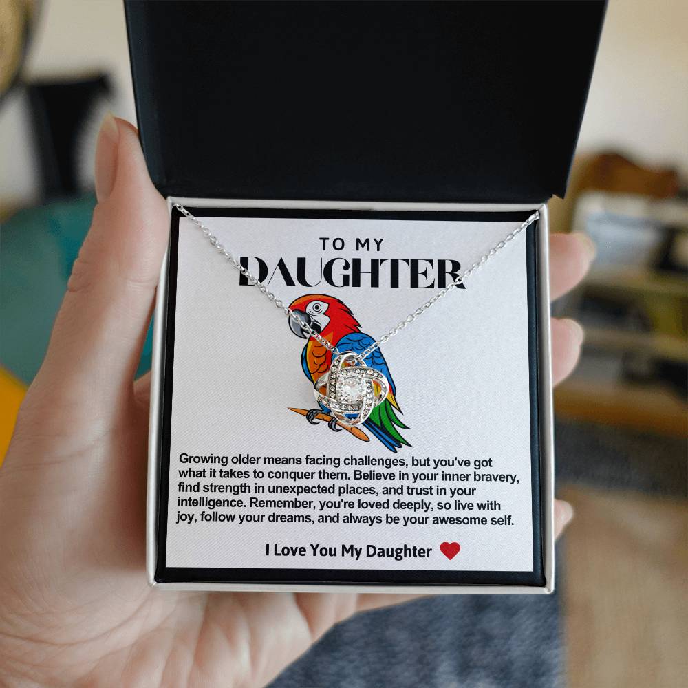 Daughter Parrot Love Knot Necklace