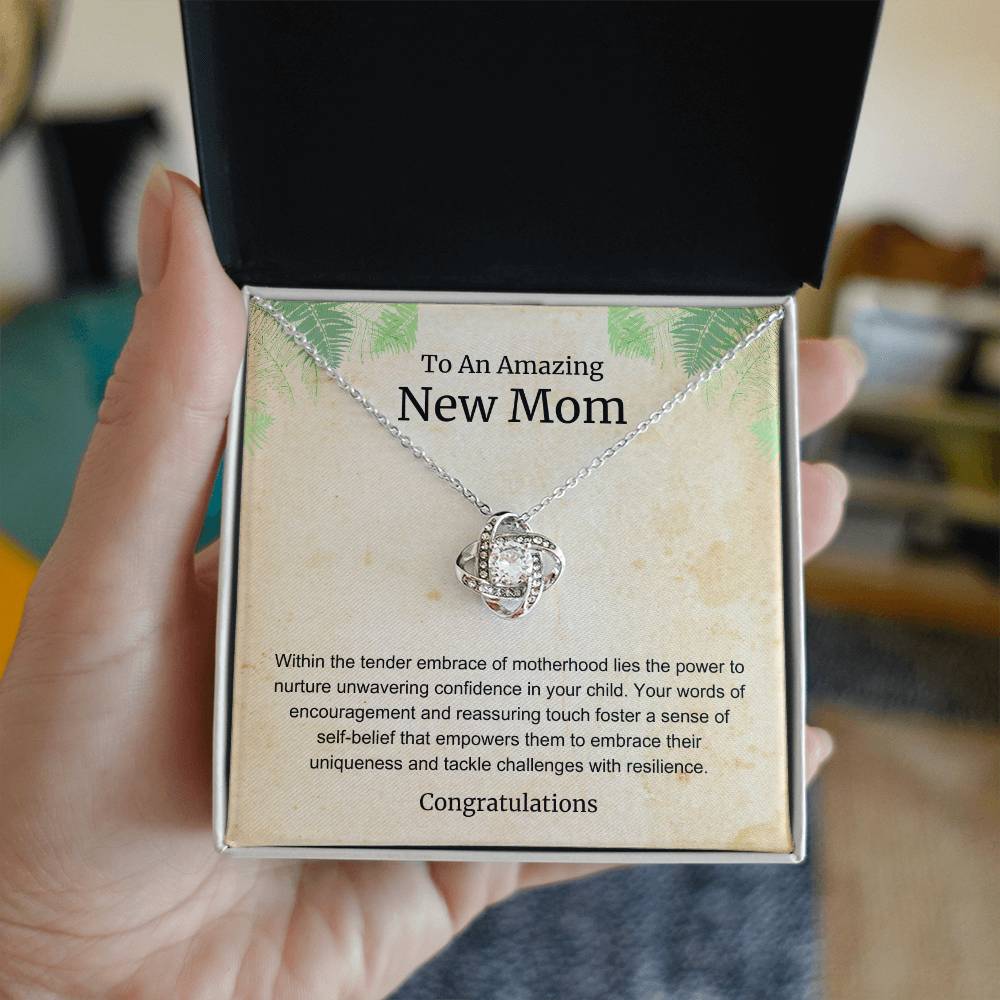 To An Amazing New Mom Love Knot Necklace