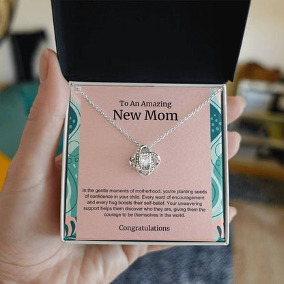 To An Amazing New Mom Love Knot Necklace